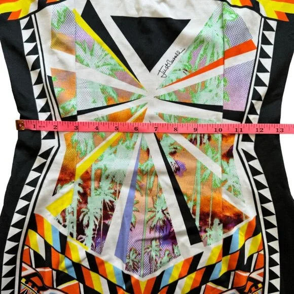 NWT Just Cavalli Bodycon Graphic Print Palm Tree Knee Length Dress Size 42 - Picture 8 of 13